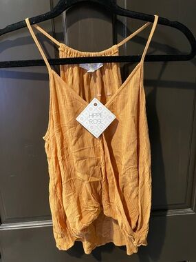 Hippie Rose Mustard Crinkle Spaghetti Strap Cami